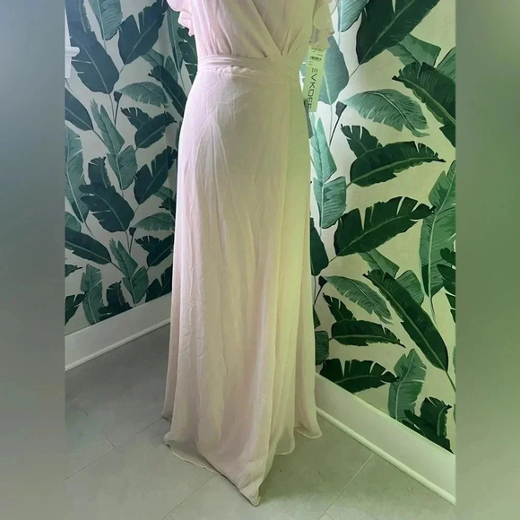 LEVKOFF Pink Ruffle Sleeve Chiffon Wrap Gown Size 10 NWT - Picture 5 of 7